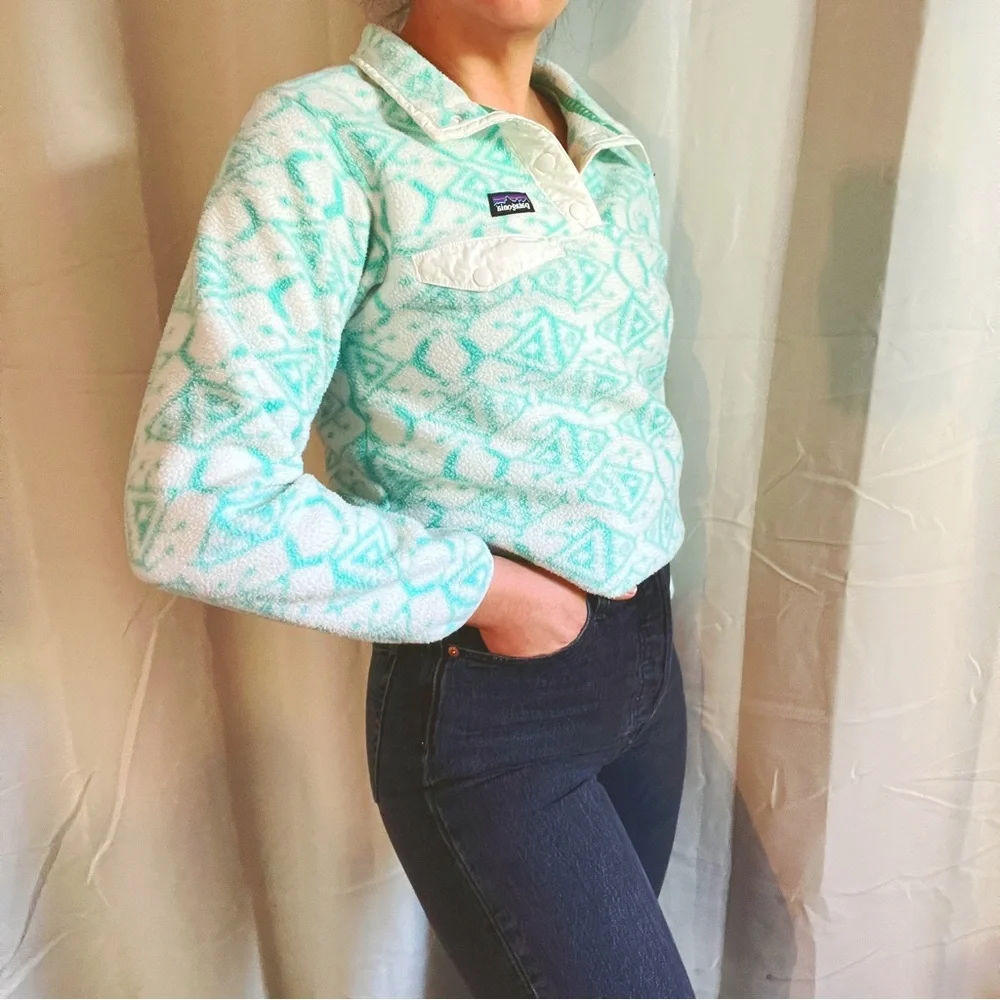 ❌SOLD❌ VTG Patagonia Synchilla Print Sweater Snap T - Picture 5 of 12